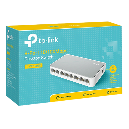 .8-port 10/100Mbps Desktop Switch  TP-LINK "TL-SF1008D", Plastic Case