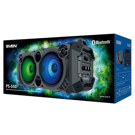 Speakers SVEN "PS-550" 36w, Black, Bluetooth, microSD, FM, AUX, USB, power:2000mA, USB, DC5V