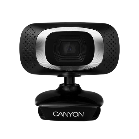 PC Camera Canyon C3, 720P, Sensor 1 MP (12 MP by software), FoV 60°, Microphone, Black/Silver