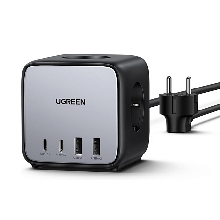 UGREEN Power Strip DigiNest Cube 65W - 3 x Soket, 2xUSB-A, 2xUSB-C, GaN, 3680W CD268, 1.8m, Black UGREEN Power Strip DigiNest Cube 65W - 3 x Soket, 2xUSB-A, 2xUSB-C, GaN, 3680W CD268, 1.8m, Black