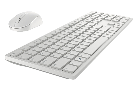 Wireless Keyboard & Mouse Dell KM5221W, Multimedia keys, 2.4Ghz, Russian, White