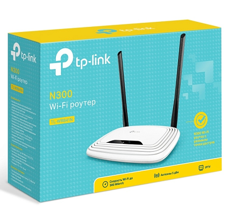 Wi-Fi N TP-LINK Router, "TL-WR841N", 300Mbps, 2x5dBi Fixed Antennas, WISP