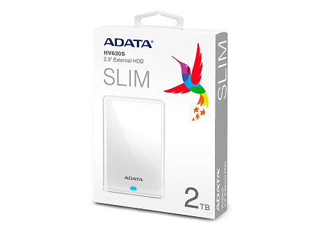 Внешний портативный жесткий диск ADATA HV620S, 2 ТБ, Белый (AHV620S-2TU31-CWH)