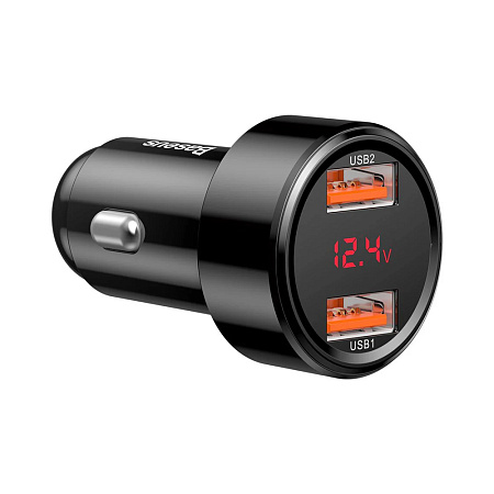 Baseus Car Charger 1*USB-A+1*USB-A 45W, Magic Series, Digital Display, Black
