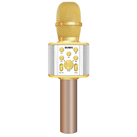 Karaoke Microphone  SVEN "MK-950", White/Gold, Bluetooth, 6w, microSD, 1200mAh