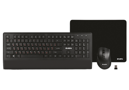 Wireless Keyboard & Mouse & Mouse Pad SVEN KB-C3800W, Multimedia, Palm rest, 1600dp, 6 buttons, Ergo Wireless Keyboard & Mouse & Mouse Pad SVEN KB-C3800W, Multimedia, Palm rest, 1600dp, 6 buttons, Ergo