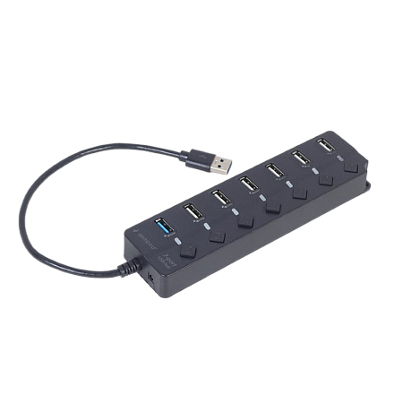 USB 2.0 Hub 7-port with switches, Gembird "UHB-U3P1U2P6P-01", Black