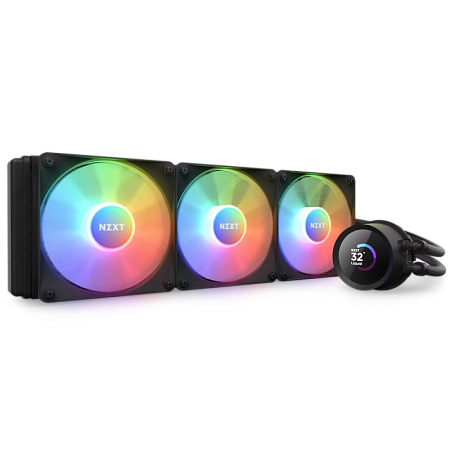 AIO Liquid Cooling NZXT Kraken 360 RGB Black (33dB, 78.86CFM, 3x120mm, 500-1500RPM, LCD 1.54", CAM)