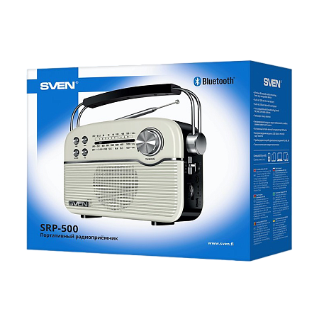 Speakers SVEN Tuner "SRP-500" White 3W, Bluetooth, FM/AM/SW, USB, microSD, AUX, battery