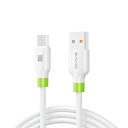 BAVIN Charging & Data Cable USB to Micro-USB, Silicone, 1m, White