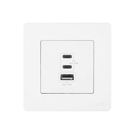 Moes Star Ring Socket 30W GAN 3 Ports (2*Type C+1*USB-A), White