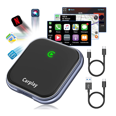 Wireless CarPlay&Android Auto Adapter Streamline, Black