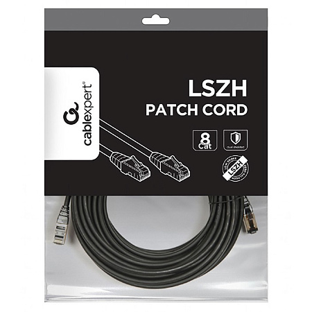 Patch Cord Cat.8 15m, Black, PP8-LSZHCU-BK-15M, Cablexpert, Low Smoke Zero Halogen (LSZH)