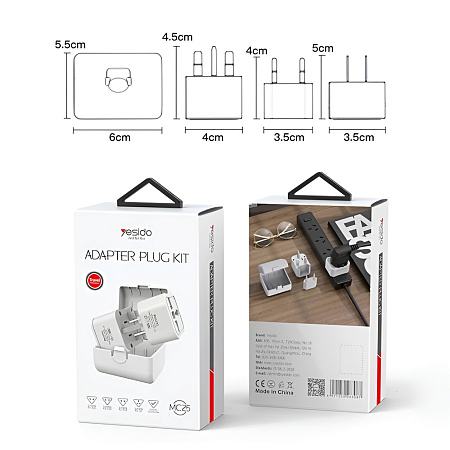 Yesido Universal Charger Plug Convertor MC25, White