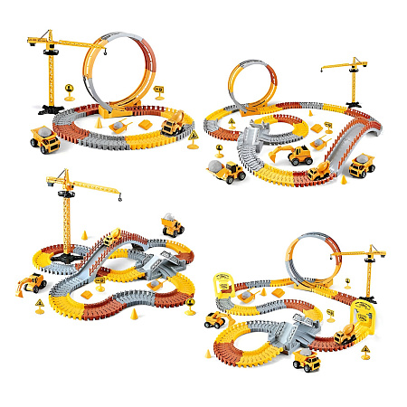 Construction Site Track Toy Set with Crane (273 Pieces)