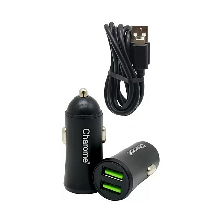 Charome Car Charger with Cable USB to Lightning C6, Black