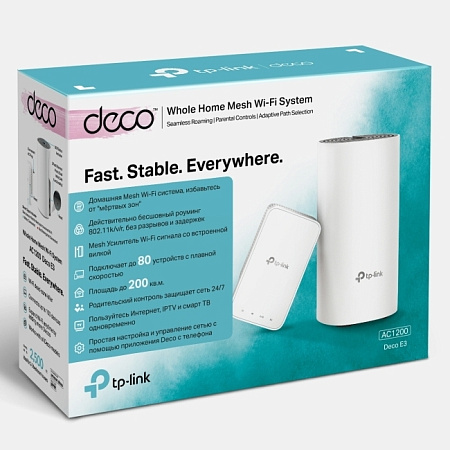 Whole-Home Mesh Dual Band Wi-Fi AC System TP-LINK, "Deco E3(2-pack)", 1200Mbps, MU-MIMO, up to 220m2