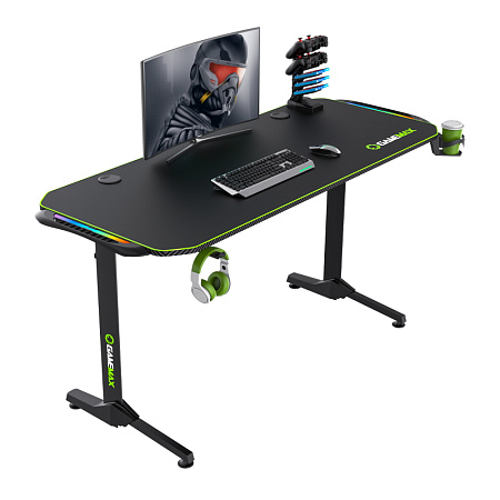 Gaming Desk Gamemax D140-Carbon RGB, 140x60x75cm, Headsets hook, Cup holder, Cable managment, RGB Le Gaming Desk Gamemax D140-Carbon RGB, 140x60x75cm, Headsets hook, Cup holder, Cable managment, RGB Le