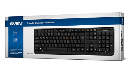 Клавиатура SVEN KB-C2200W, Беспроводное, Чёрный