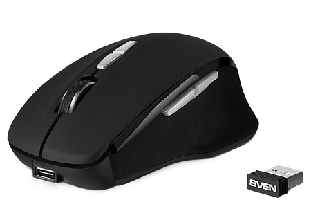 Wireless Mouse SVEN RX-590SW, 800-1600 dpi, 7 buttons, Ergonomic, Silent, Soft-touch, 95g., 400 mAh,
