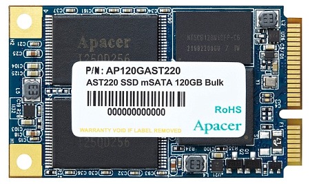 .mSATA SSD  120GB Apacer  "AP120GAST220-1" [R/W:540/520MB/s, 85/86K IOPS, SM2258, 3D TLC]