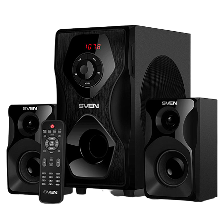 Speakers SVEN "MS-2055" SD-card, USB, FM, remote control, Bluetooth, Black, 55w/30w + 2x12.5w/2.1