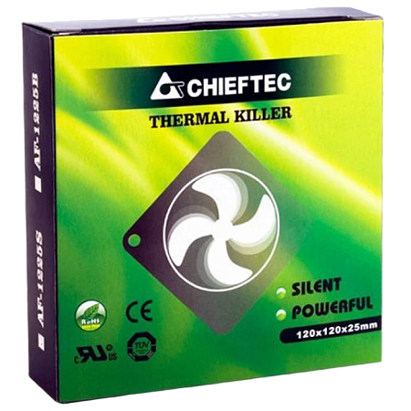 PC Case Fan Chieftec AF-1225S, 120x120x25 mm, 24-27 dB, 1350RPM, 55 CFM, 3pin/Molex