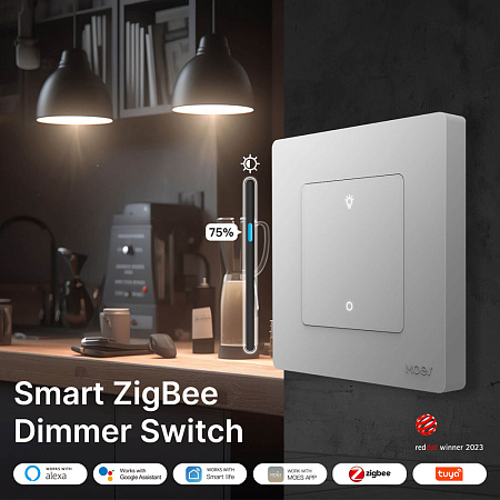 Moes Zigbee Star Ring Smart Dimmer Switch 1 Gang (Neutral Required), White