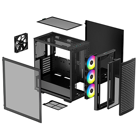 Case ATX Deepcool CK560, w/o PSU, 3x120mm ARGB & 1x140mm fans, USB-C, 2xUSB3.0, Tempered Glass, VGA 