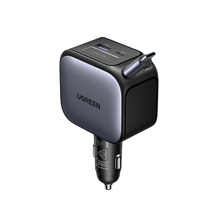 UGREEN Car Charger 1*Type-C+1*USB-A with Type-C Cable, Retractable, 145W, Black | EC604 UGREEN Car Charger 1*Type-C+1*USB-A with Type-C Cable, Retractable, 145W, Black | EC604