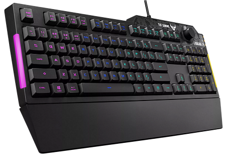 Gaming Keyboard Asus TUF Gaming K1, Mech-Brane, Volume knob, Spill-resistance, 5-zone RGB, Macro Key