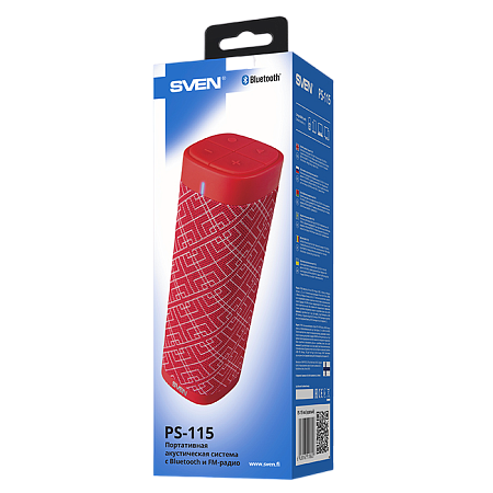 Speakers SVEN "PS-115" 10w, TWS, Red, Bluetooth, microSD, FM, AUX, Mic, 1800mA Speakers SVEN "PS-115" 10w, TWS, Red, Bluetooth, microSD, FM, AUX, Mic, 1800mA