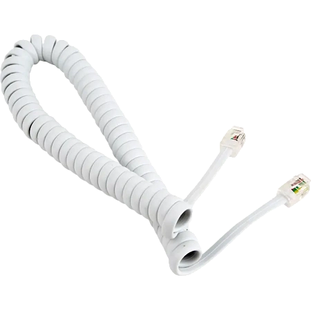  Спиральный шнур телефонной трубки Cablexpert TC4P4CS-2M, Белый, iphone, xiaomi, samsung, oppo, чехол, стекло