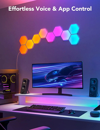 Шестиугольные световые панели GOVEE Glide Hexa Light Panels / 10 Pack / Wi-Fi + BT / Multicolor