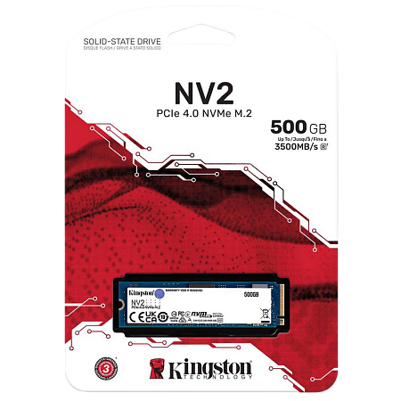 .M.2 NVMe SSD   500GB  Kingston  NV2 [PCIe 4.0 x4, R/W:3500/2100MB/s, 160TBW, 3D-NAND QLC]