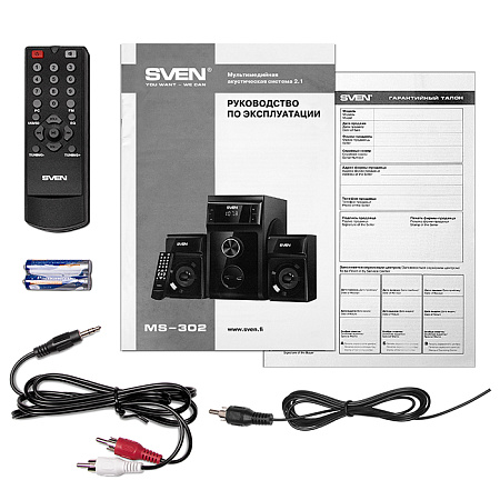 Speakers SVEN "MS-302" SD-card, USB, FM, Black, 40w / 20w + 2x10w / 2.1