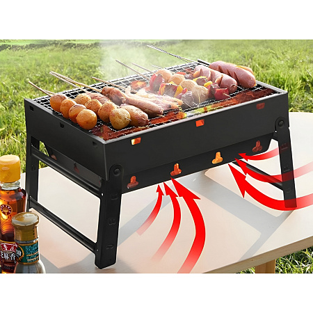 Outdoor Charcoal BBQ Grill, Large Steel TL372, Black Outdoor Charcoal BBQ Grill, Large Steel TL372, Black
