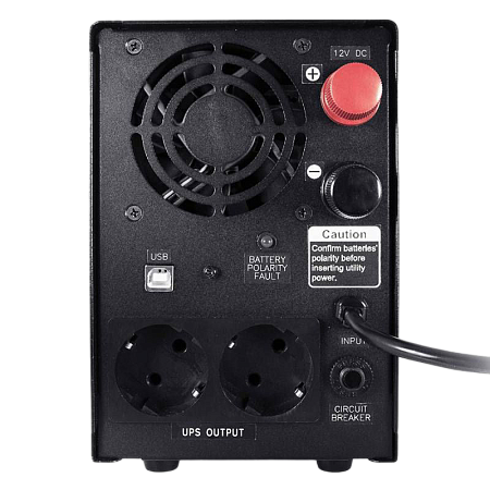 UPS PowerCom INF-1100 1100VA/770W,24Vdc,15A max charge curr.,External Battery Only, 2*Schuko Sockets