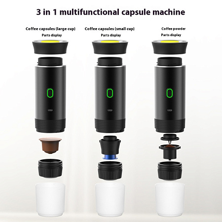 Smart Portable Electric Espresso Machine Capsule Compatible One-Button Operation, Black