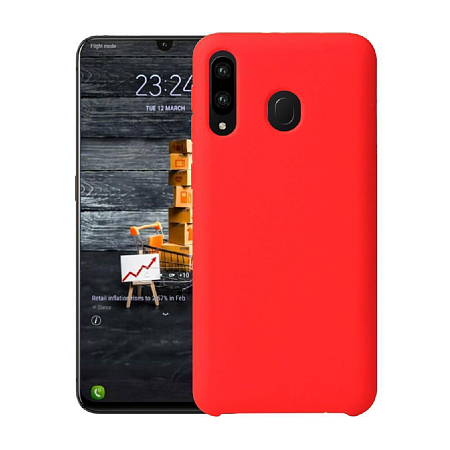 Helmet Case Liquid Silicone Grid Samsung A20S, Red
