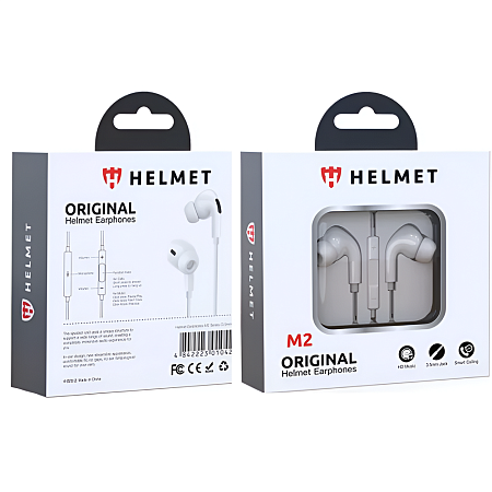 Helmet Earphones 3.5mm with Mic M2 Series, White