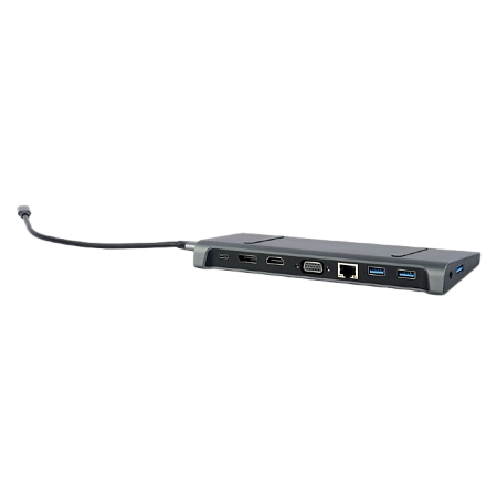 Docking Station Gembird A-CM-COMBO9-02, 3xUSB3.1, USB-C, HDMI, DP, VGA, LAN, 3.5mm, PD 87W, Metal ho