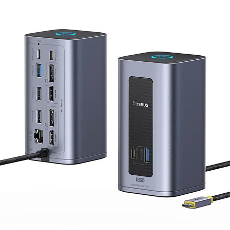 Baseus DS Type-C  to 2*HDMI 2K@60+2*DP2K@60+2*USB-C (10Gbps)+2*USB-A (5Gbps)+2*USB-A (480Mbps)+RJ45+PD 100W Spacemate RD1 Air, Space Grey