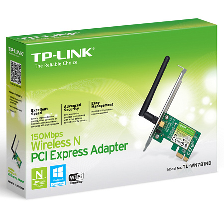 PCIe Wi-Fi N LAN Adapter TP-LINK "TL-WN781ND", 150Mbps PCIe Wi-Fi N LAN Adapter TP-LINK "TL-WN781ND", 150Mbps
