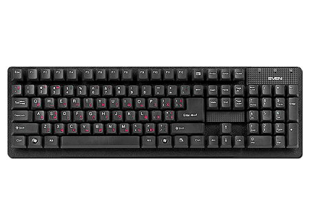Keyboard SVEN Standard 301, Classic layout, Splash proof, Calculator key, 1.5m, USB+PS/2, EN/RU, Bla