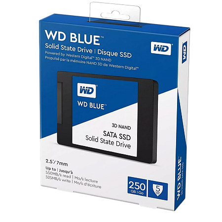 2.5" SATA SSD  250GB  WD Blue  (WDS250G2B0A) [R/W:550/525MB/s, 95/81K IOPS, 3D-NAND TLC BiCS3]