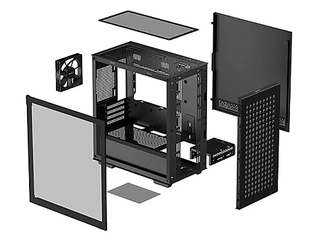 Case mATX Deepcool CH370, w/o PSU, 1x120mm, 2xUSB3.0, Fron Mesh, Tempered Glass, VGA & Headset holde