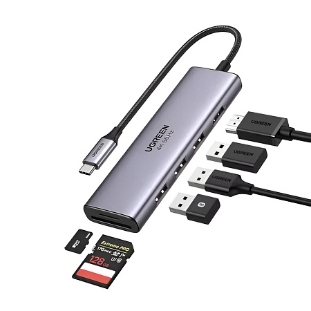 UGREEN HUB 4in1 USB-C to 4*USB-A3.0, PD 24W | CM219, Gray