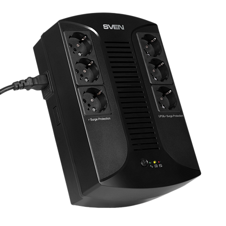 UPS SVEN  UP-L1000E, 1000VA/510W, Line Interactive, AVR, LED, 6 x Shuko sockets
