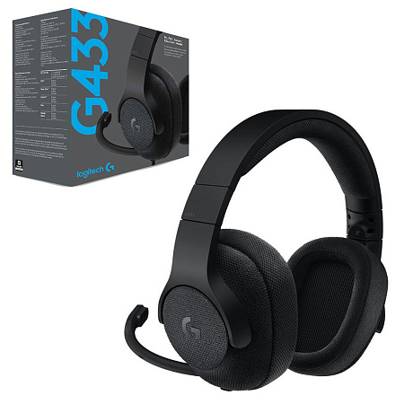 Игровая Гарнитура Logitech G433, Беспроводной/Проводной, Чёрный
